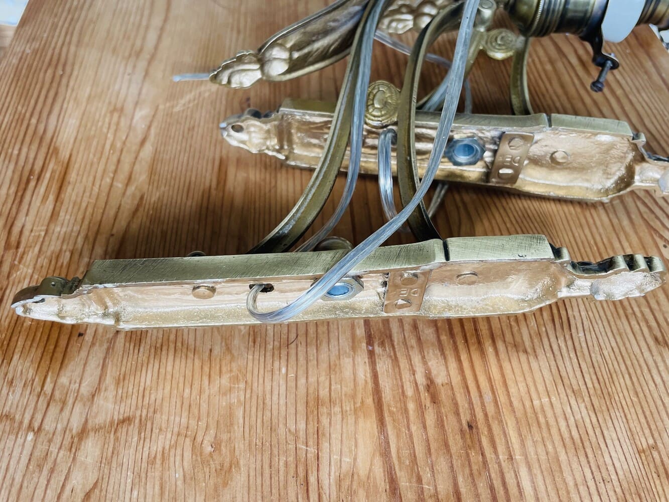 Pair Brass Tulip Wall Lamps