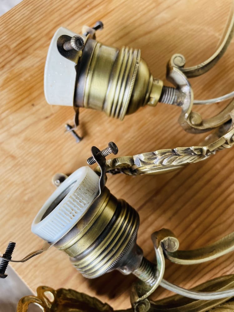 Pair Brass Tulip Wall Lamps