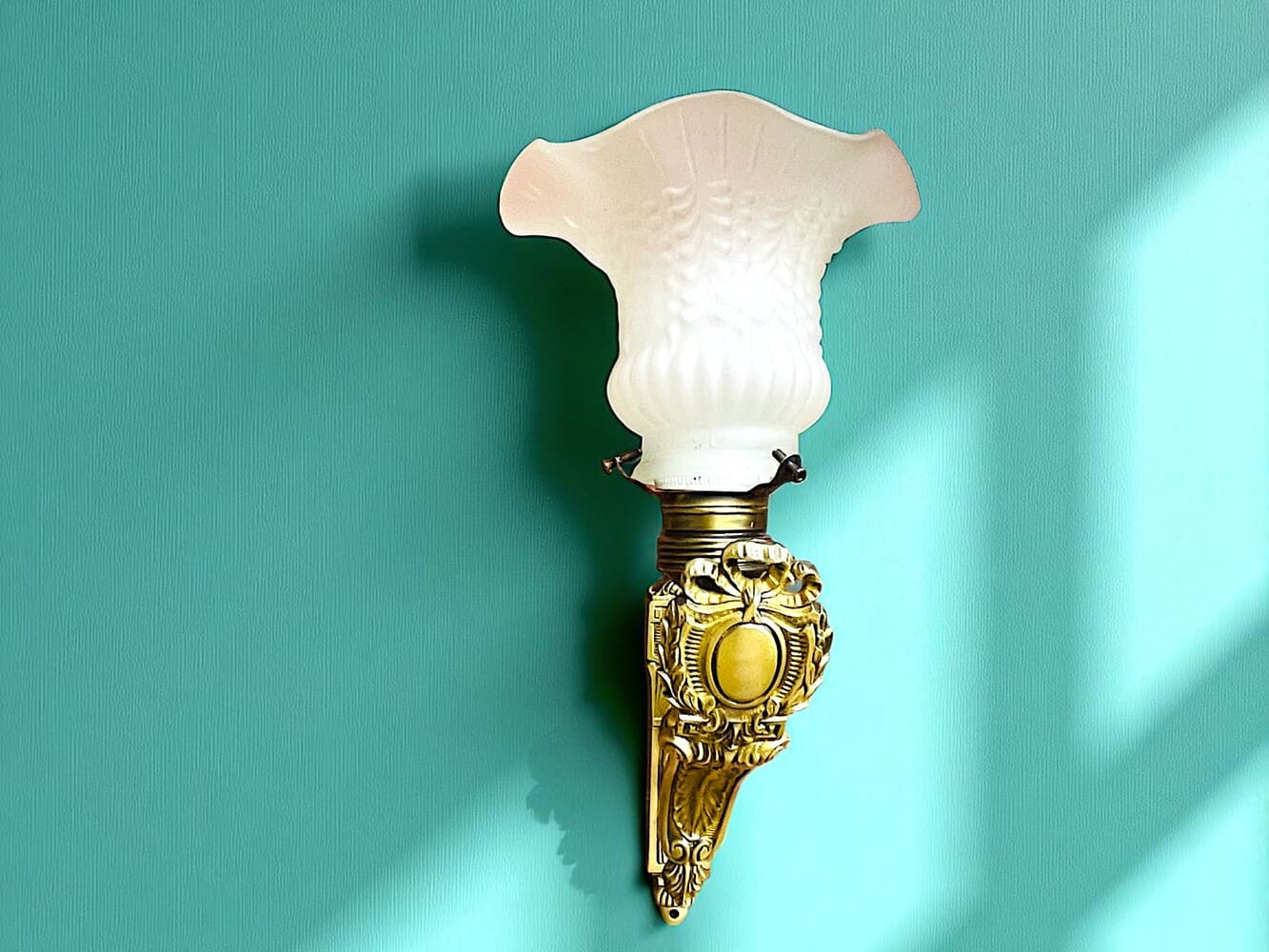 Pair Brass Tulip Wall Lamps