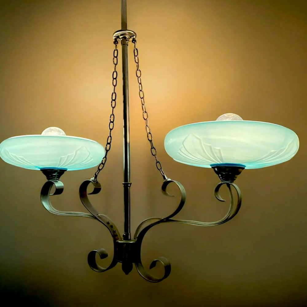 Art Deco chandelier uplight