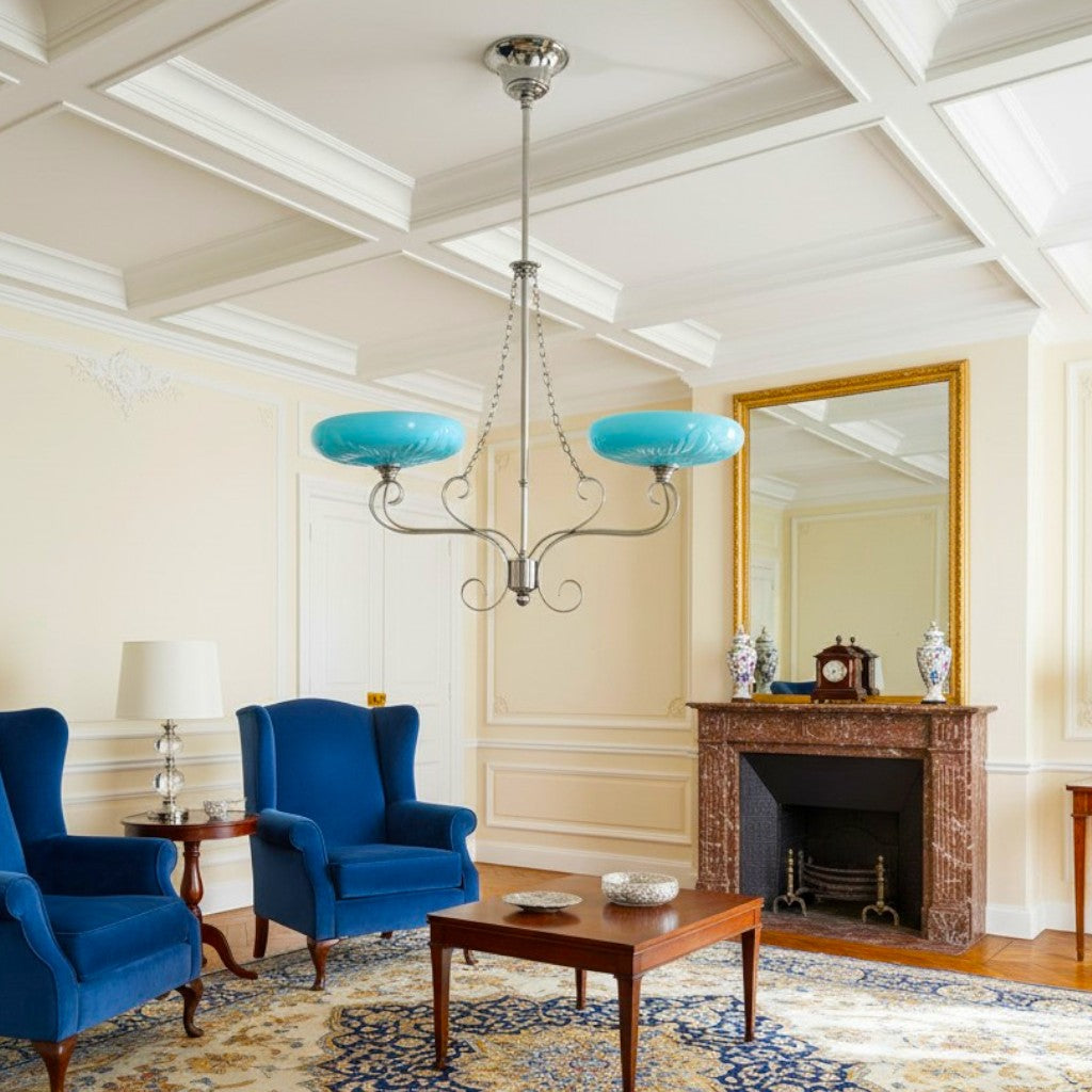 Art Deco chandelier uplight