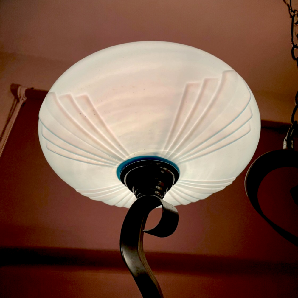 Art Deco chandelier uplight