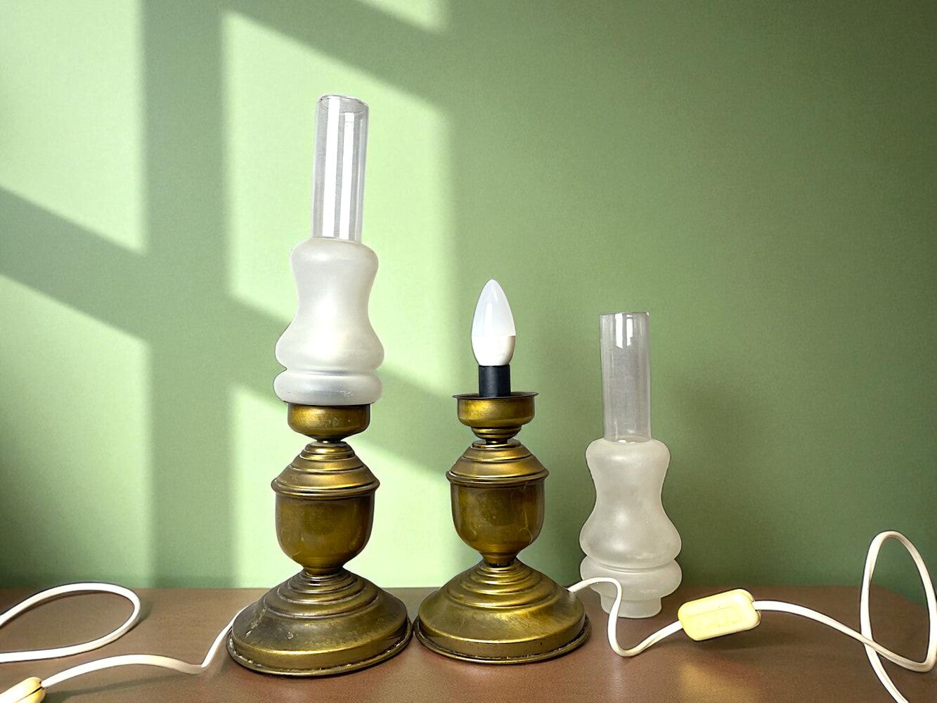 Pair of brass table lamps