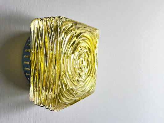 Green swirl glass flush mount light