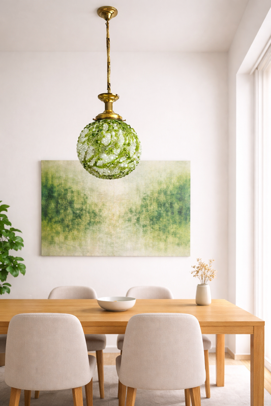Hand-blown Textured Art Glass Chandelier