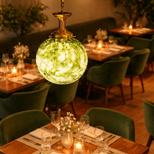Hand-blown Textured Art Glass Chandelier