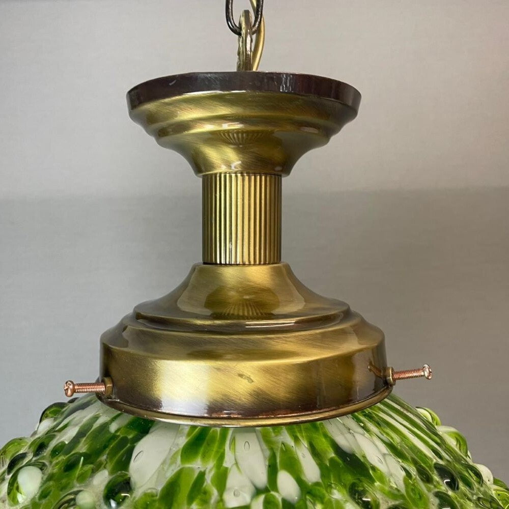 Hand-blown Textured Art Glass Chandelier