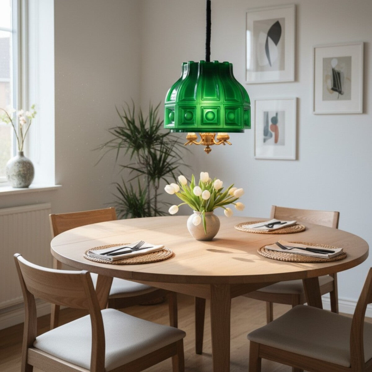 Green light fixture by Helena Tynell for Flygsfors