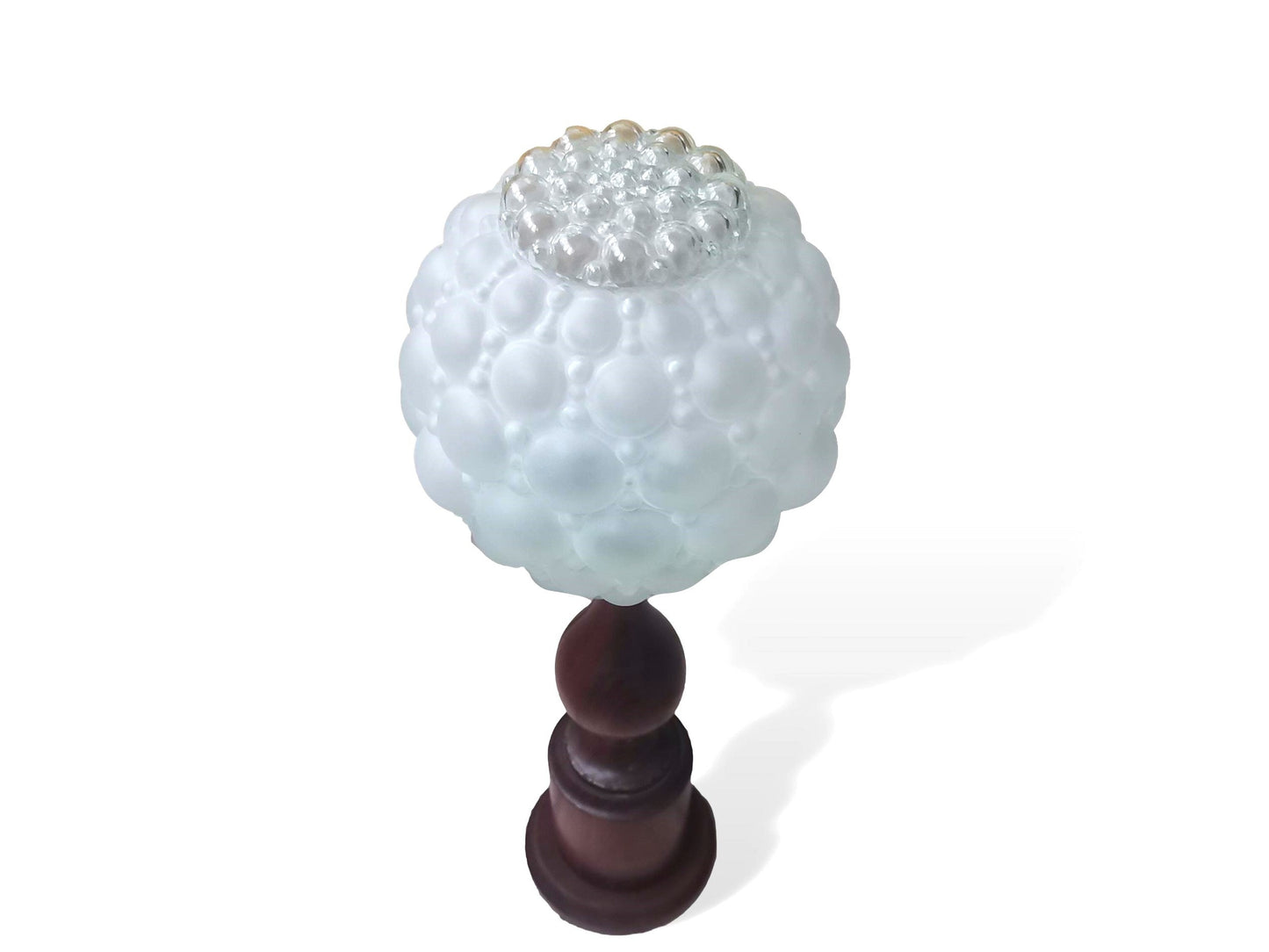 Wood and white milk bubble glass tall wooden table lamp