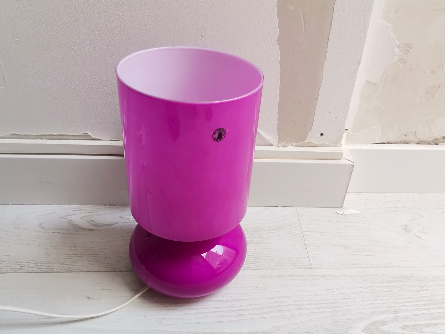 Pair colorful glass bedside table lamps pink fuchsia Ikea Lykta