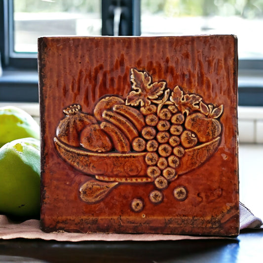 Spanish glazed terracotta ceramic tile art