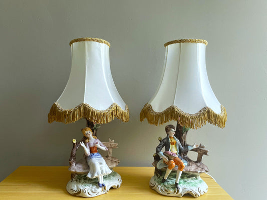 Pair Italian table lamps by Capodimonte