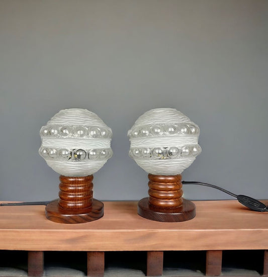 Pair of wooden table lamps