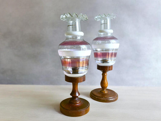 Pair of wooden table lamps