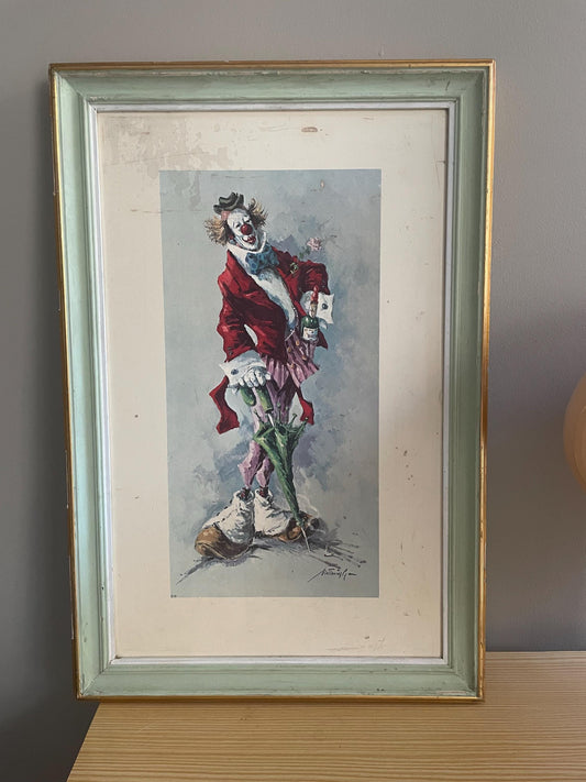 Antoni Mut Torroja clown print on a board vintage wall decor