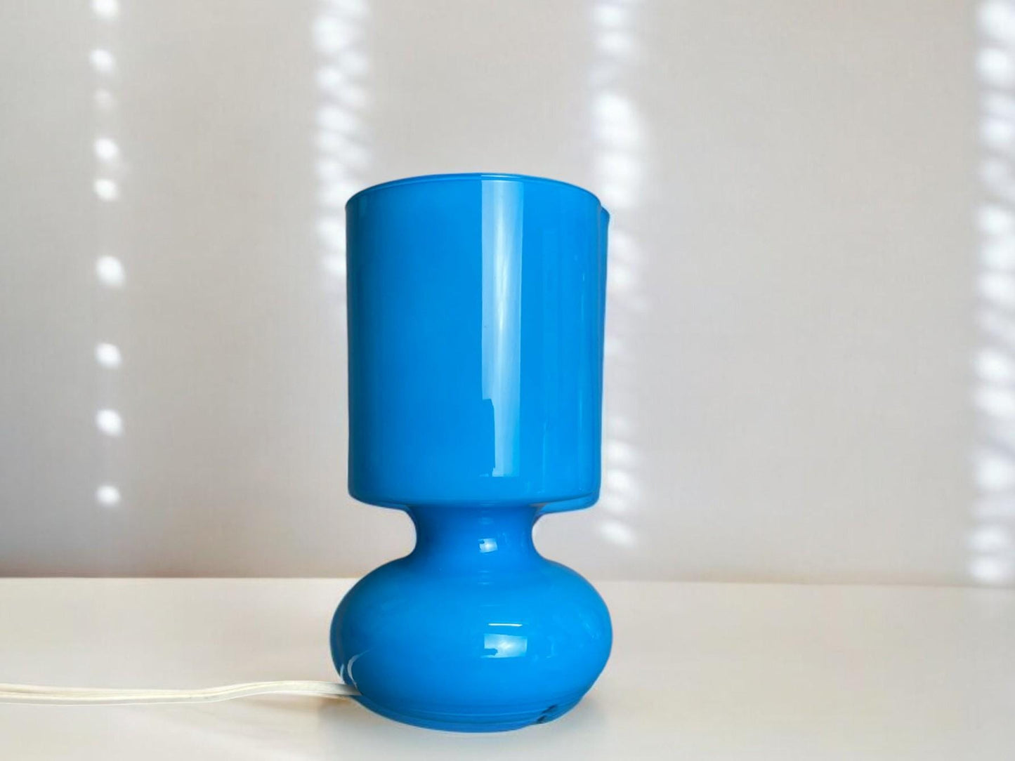 Colorful glass bedside table lamp blue Ikea Lykta