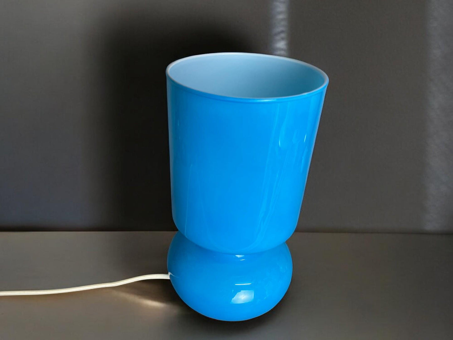 Colorful glass bedside table lamp blue Ikea Lykta