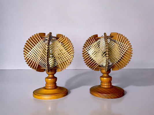 Pair of wooden table lamps