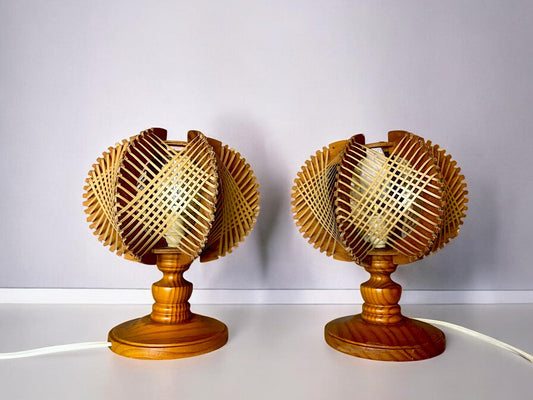 Pair of wooden table lamps