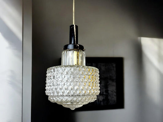 Mid Century hobnail glass hanging lamp