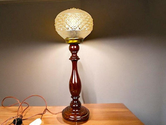 Tall wooden table lamp