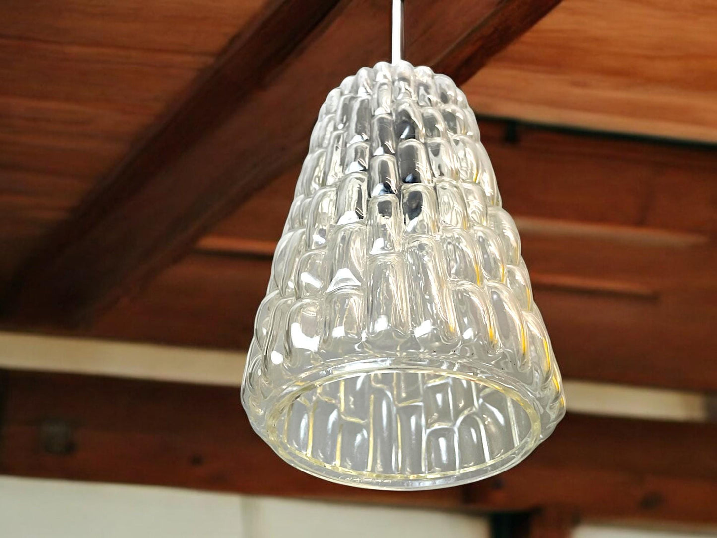Scandinavian Helena Tynell style glass hanging light fixture