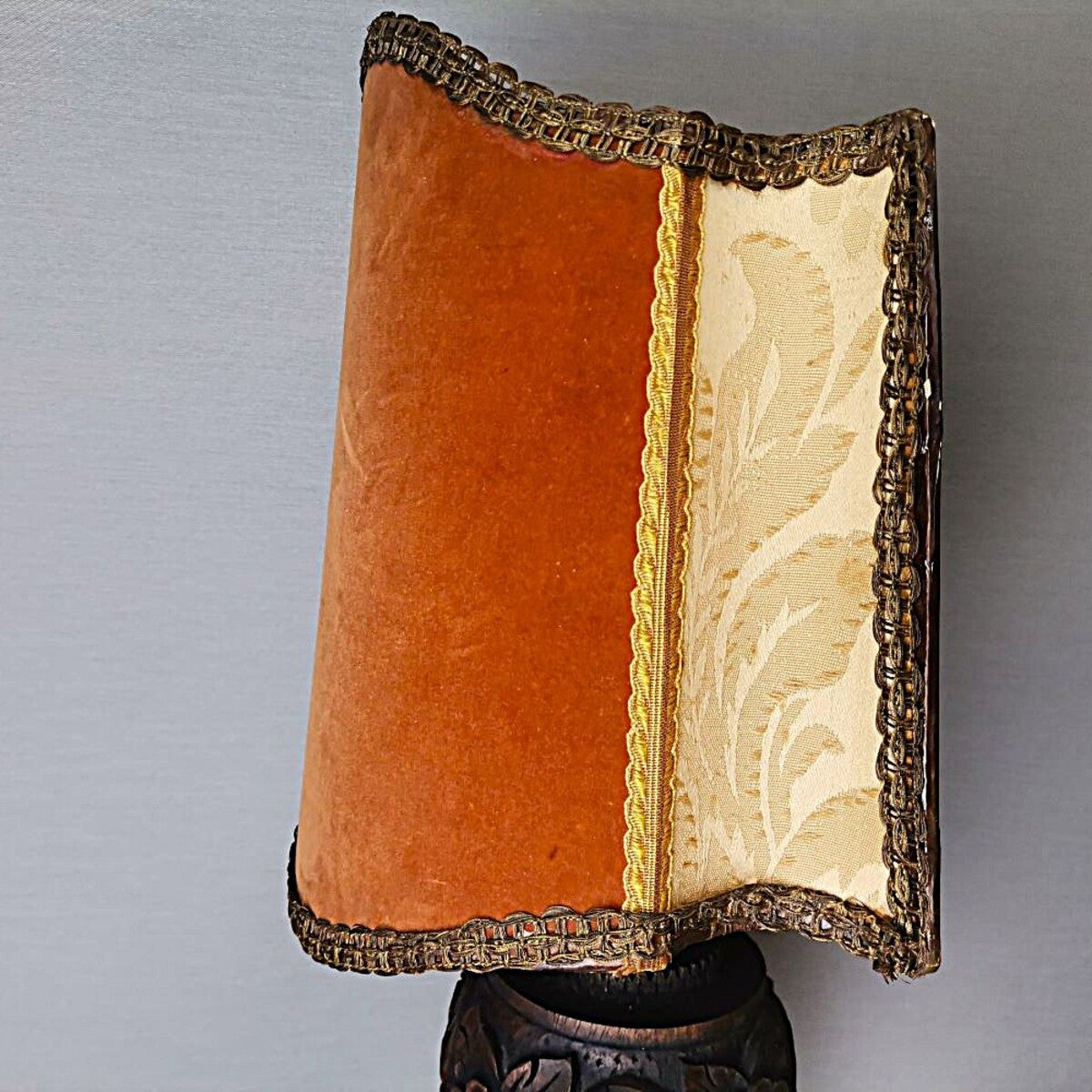 Large carved wood buffet table lamp