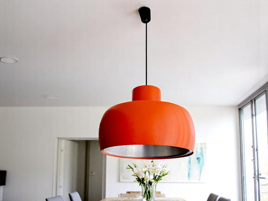 Large orange metal pendant