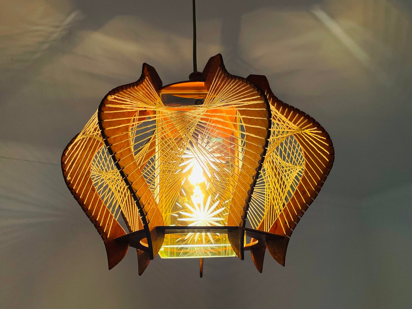 Wooden hanging lamp