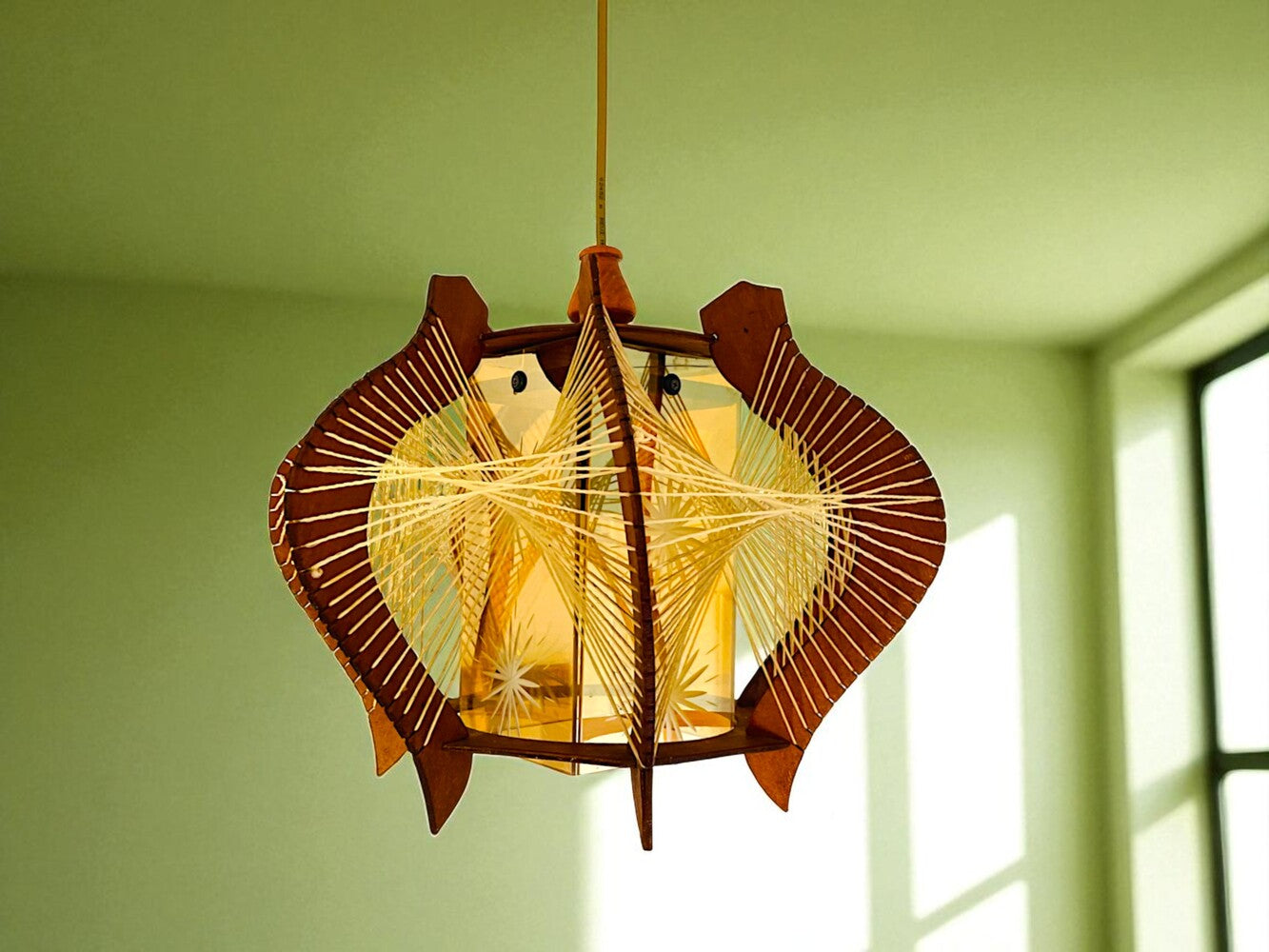 Wooden hanging lamp