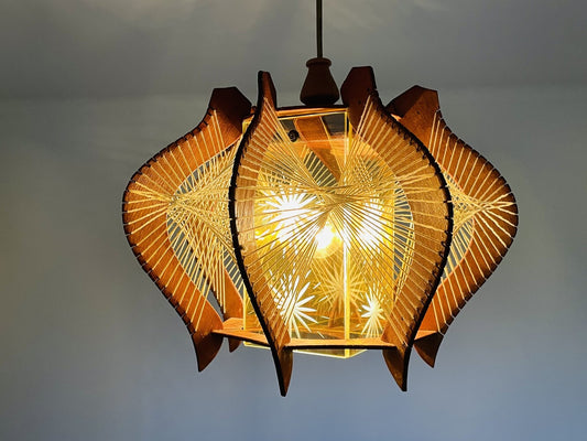 Wooden hanging lamp