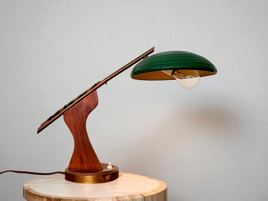 Modernist wood desk lamp