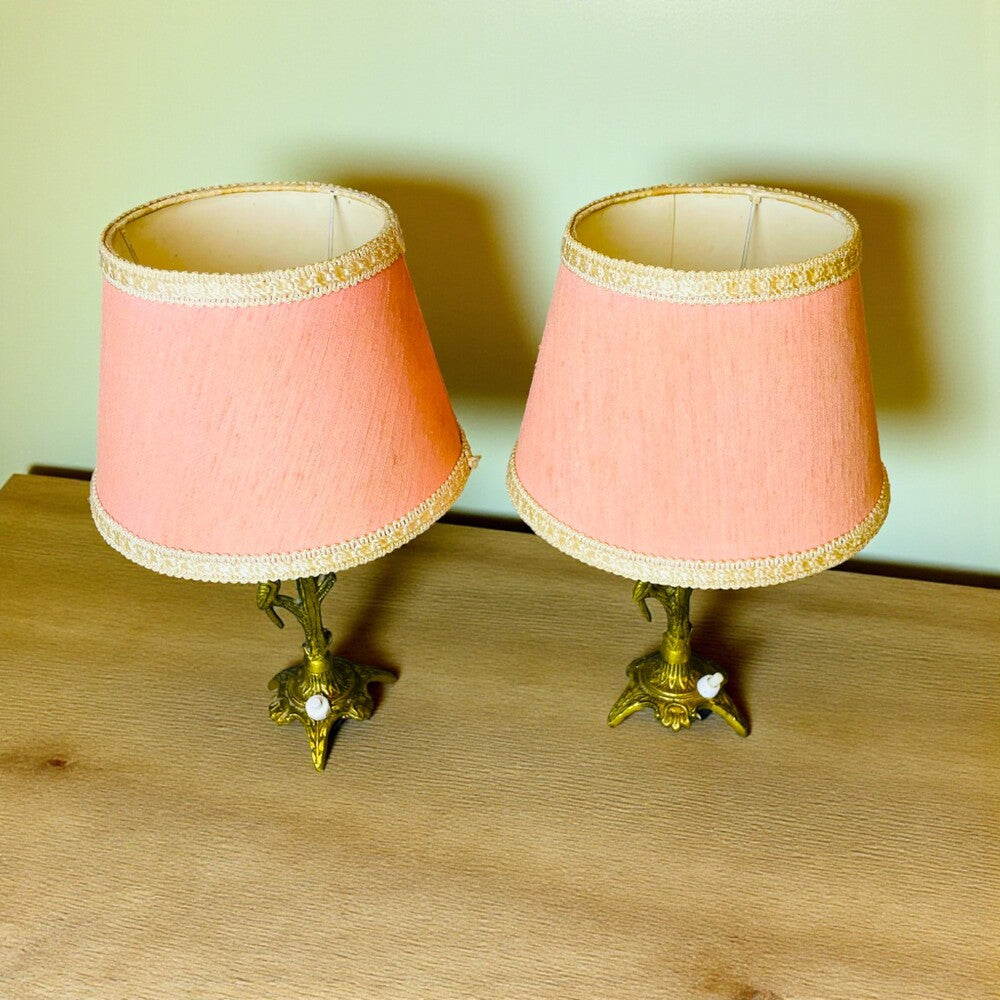 Pair Brass Bird Table Lamps