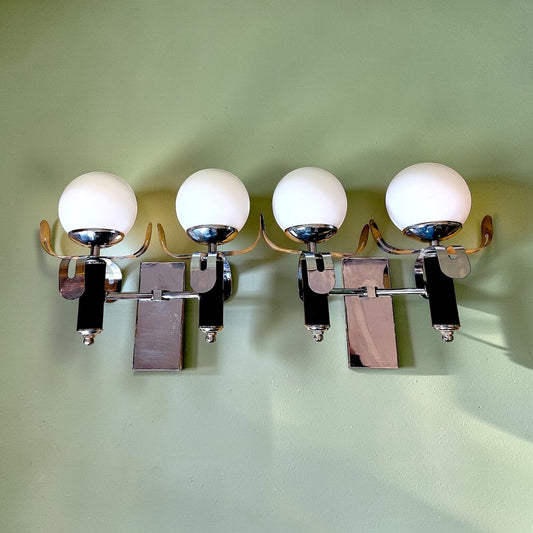 Pair Brutalist Wall Sconces