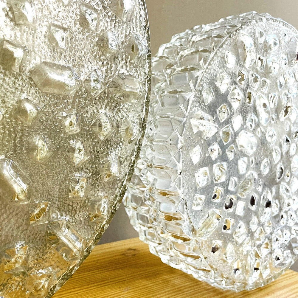 Pair of hobnail glass lights