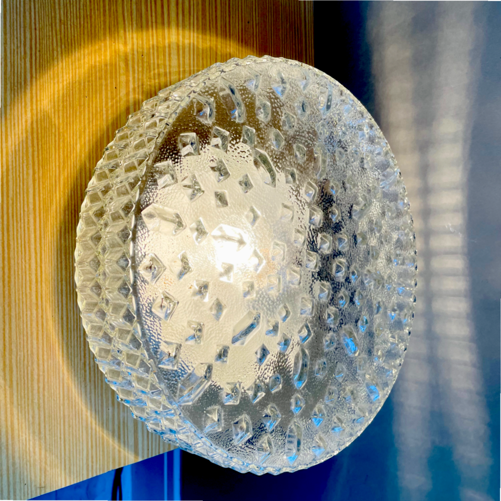 Pair of hobnail glass lights