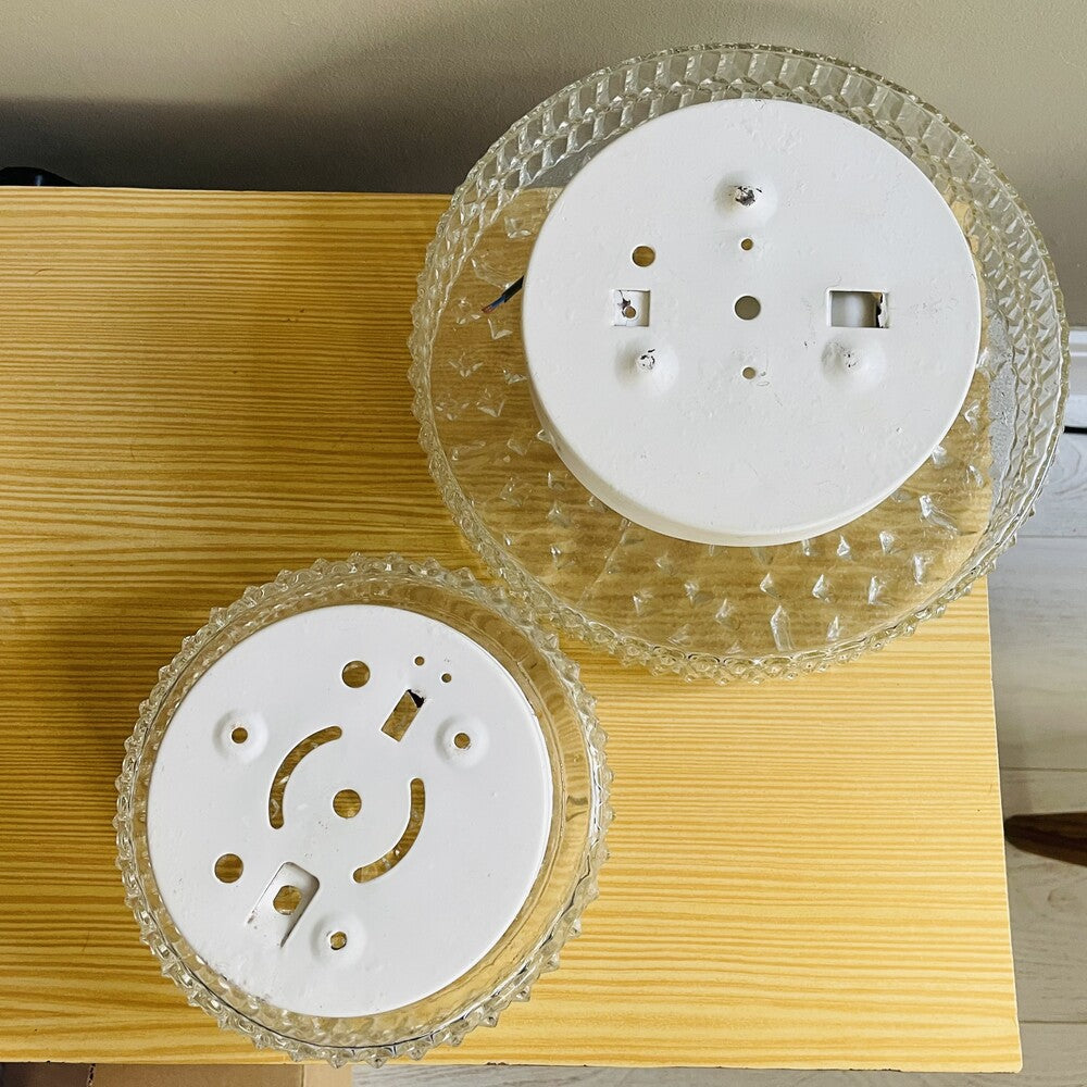 Pair of hobnail glass lights