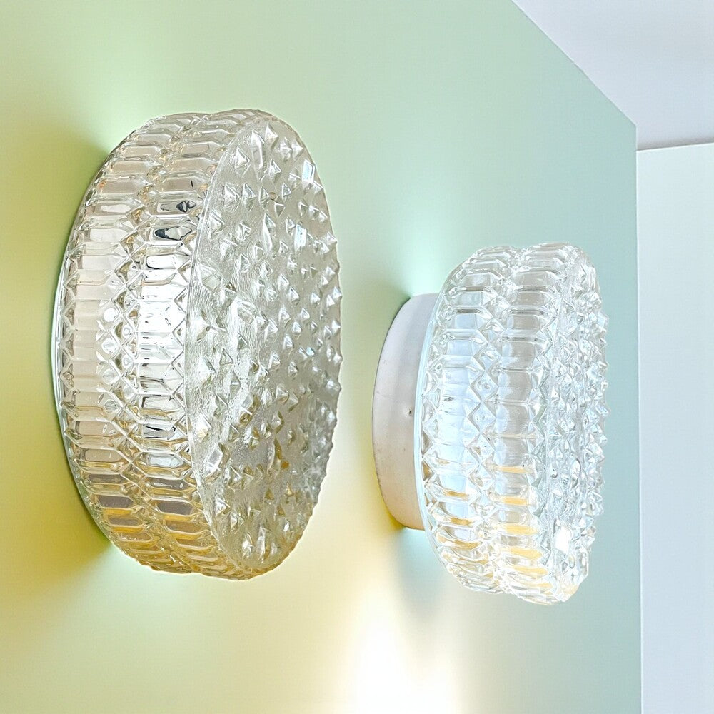 Pair of hobnail glass lights