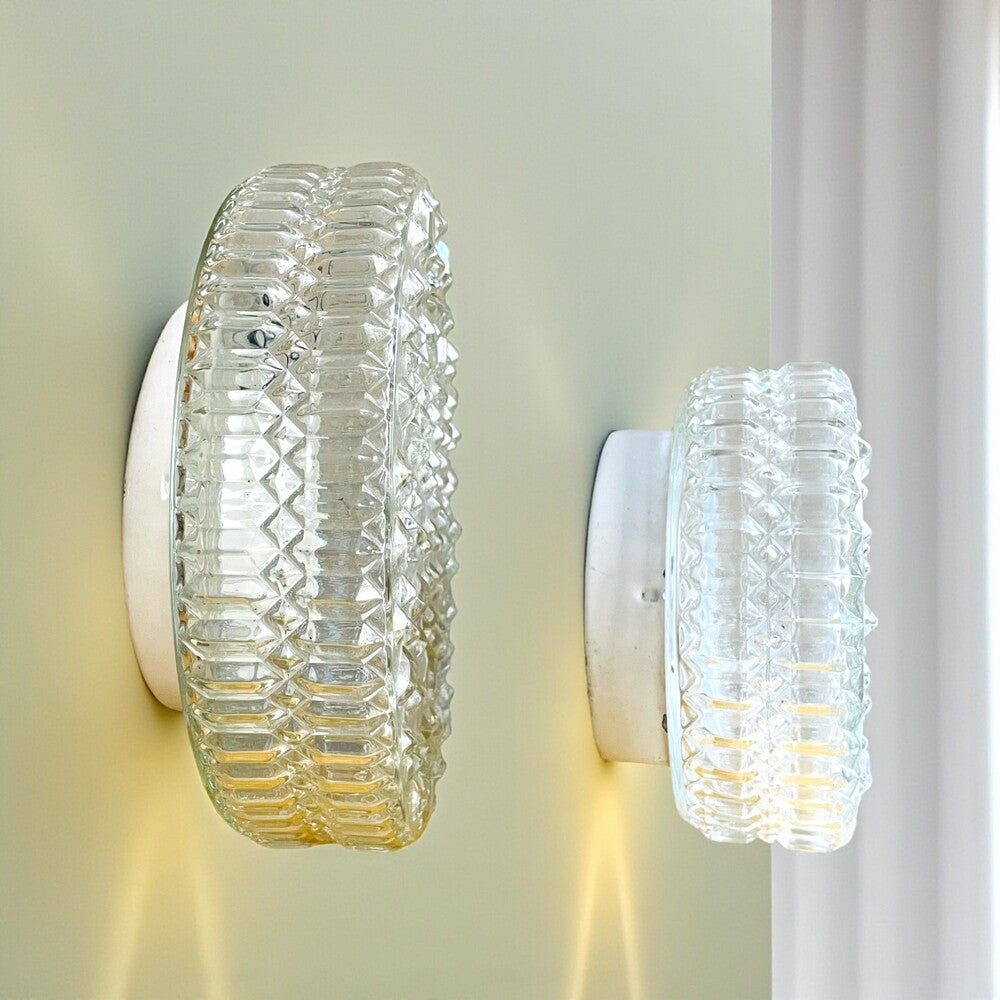 Pair of hobnail glass lights