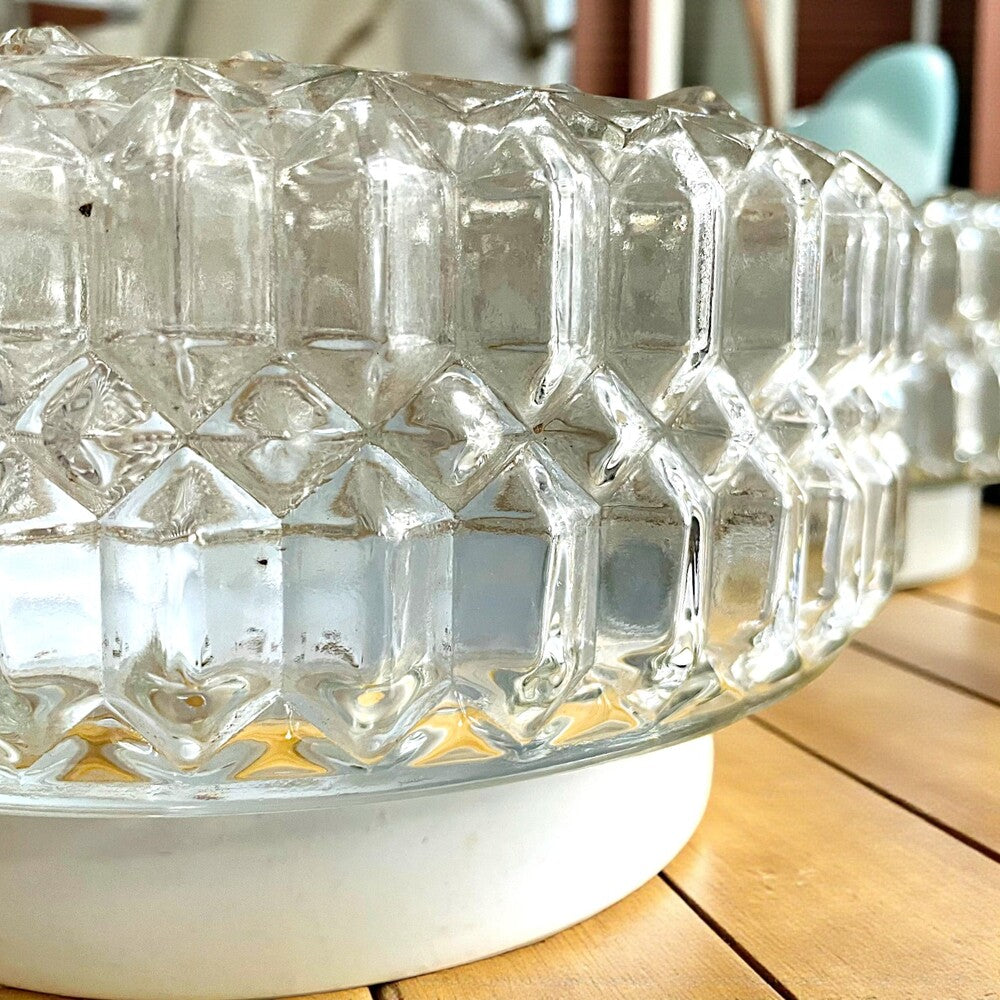 Pair of hobnail glass lights