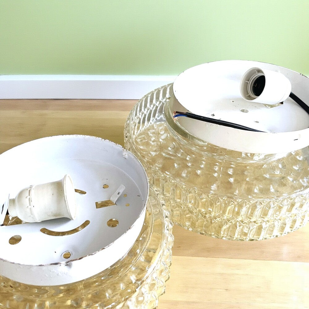 Pair of hobnail glass lights