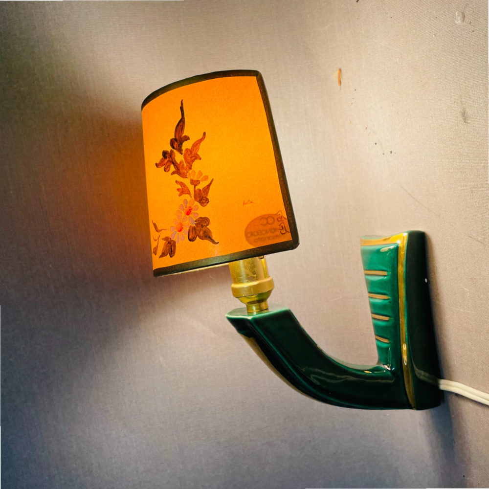 Pair of Green Ceramic Wall Sconces