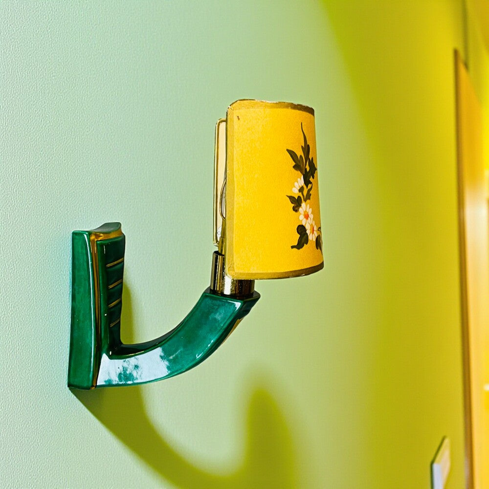 Pair of Green Ceramic Wall Sconces