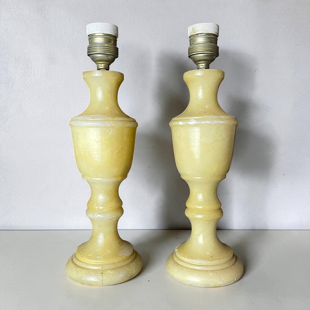 Pair of alabaster table lamps