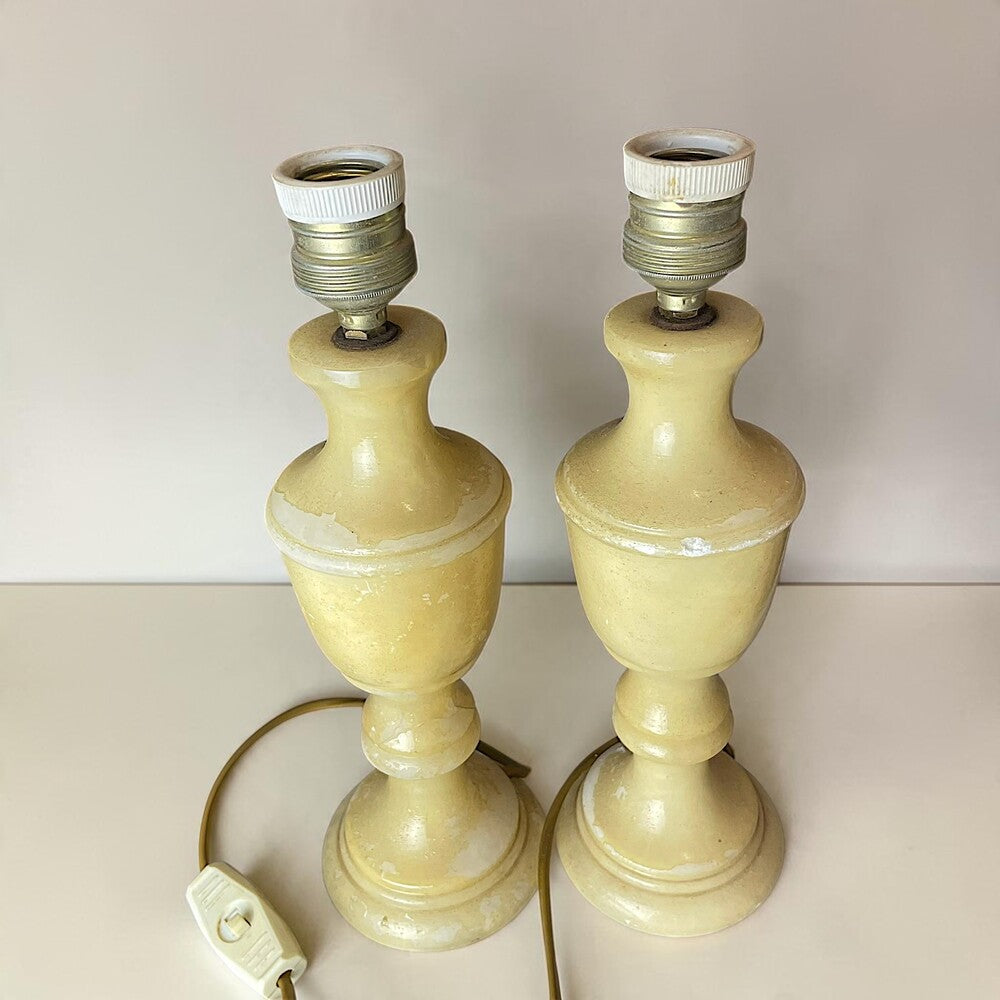Pair of alabaster table lamps