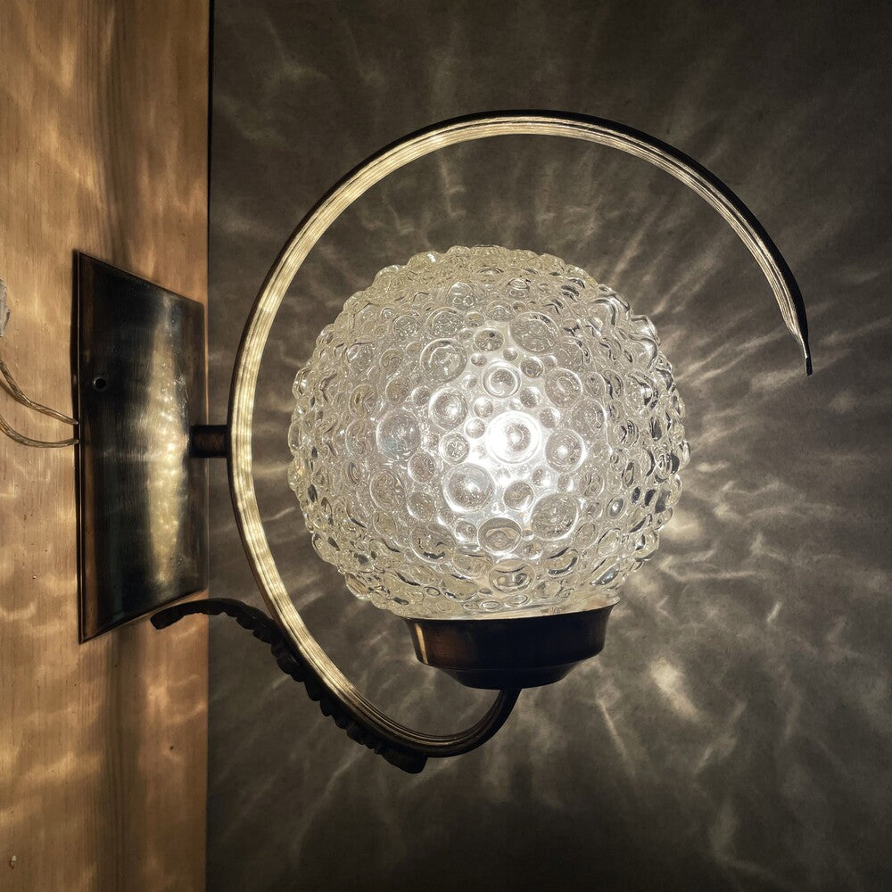 Pair Brass and Glass Wall Sconces