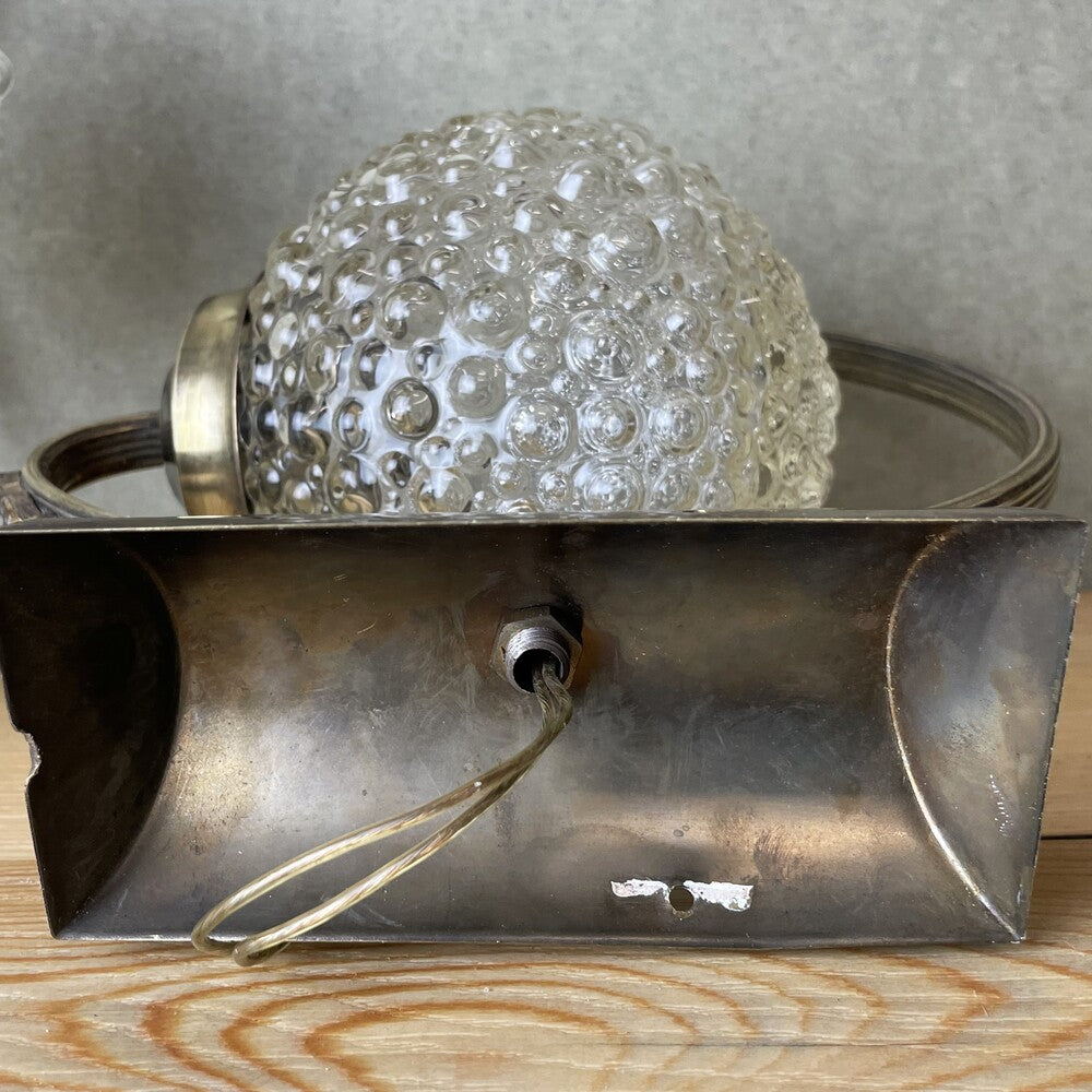 Pair Brass and Glass Wall Sconces