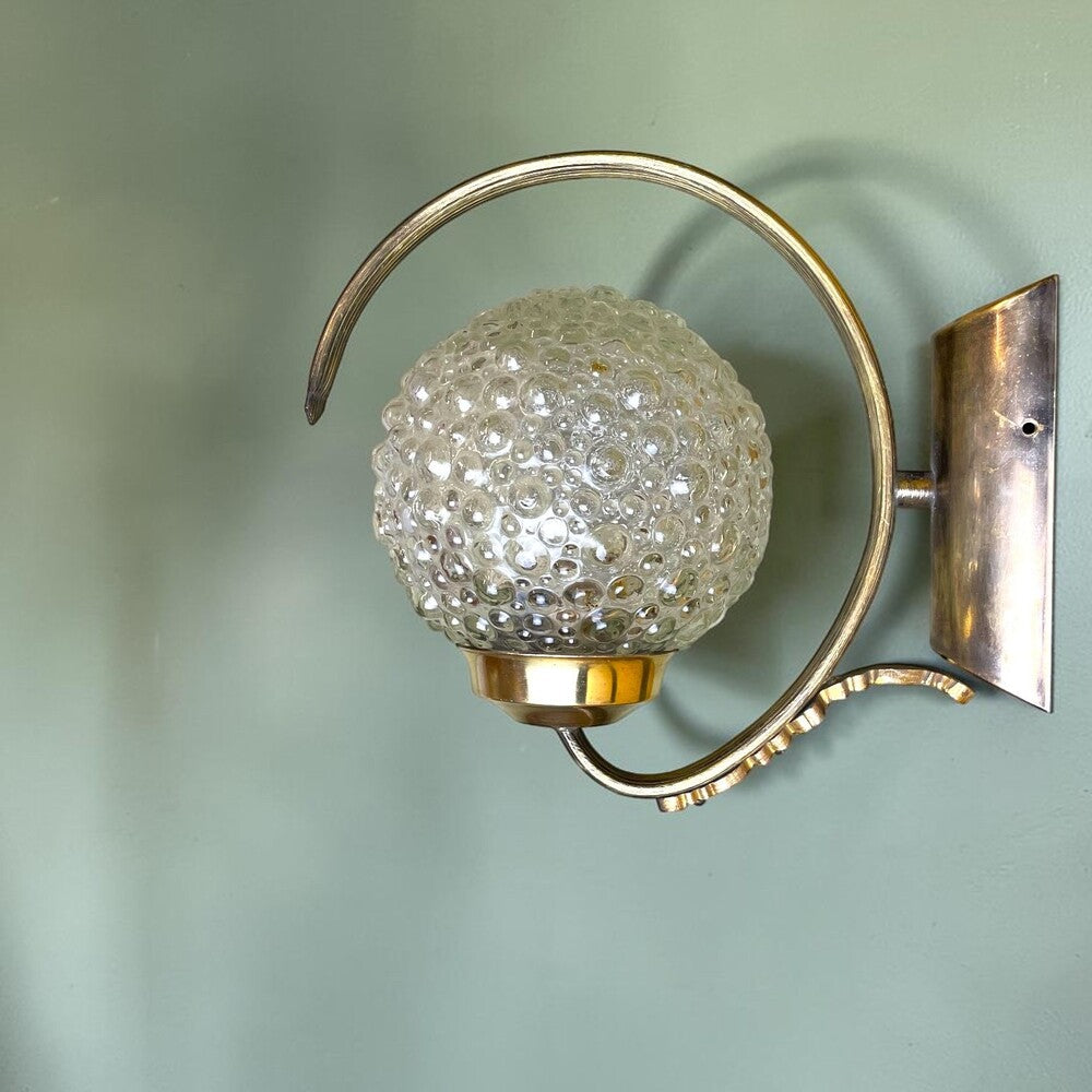 Pair Brass and Glass Wall Sconces