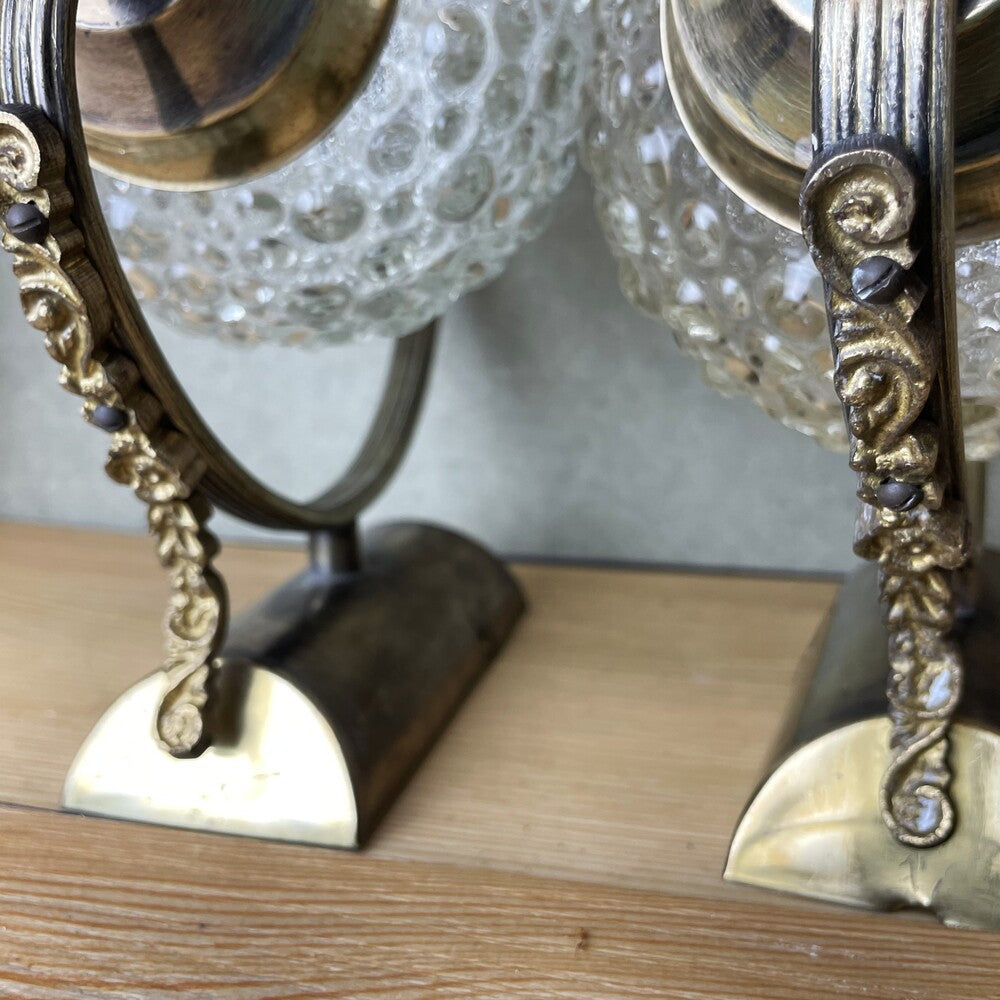 Pair Brass and Glass Wall Sconces
