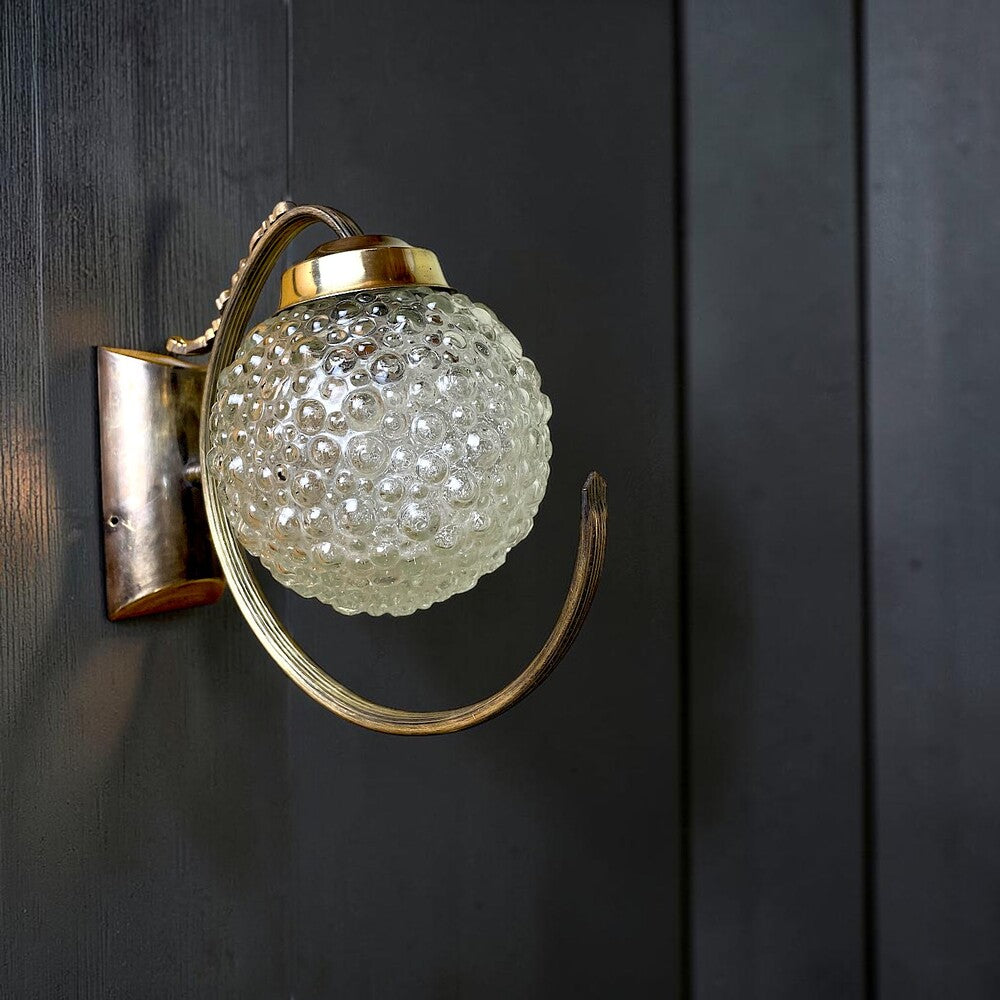 Pair Brass and Glass Wall Sconces